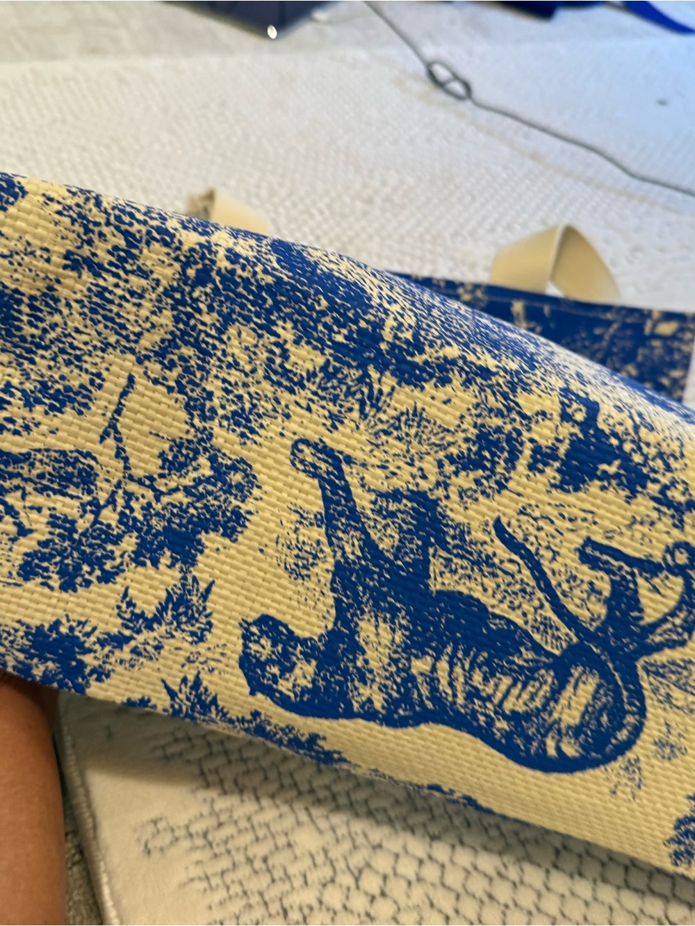 Dior Blue and Natural Toile Canvas Tote - Picture 8 of 9